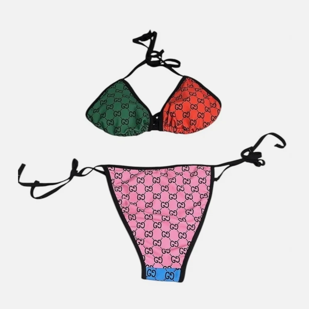 Gucci Red Green Blue Logo Bikini Set - Picture 3 of 3